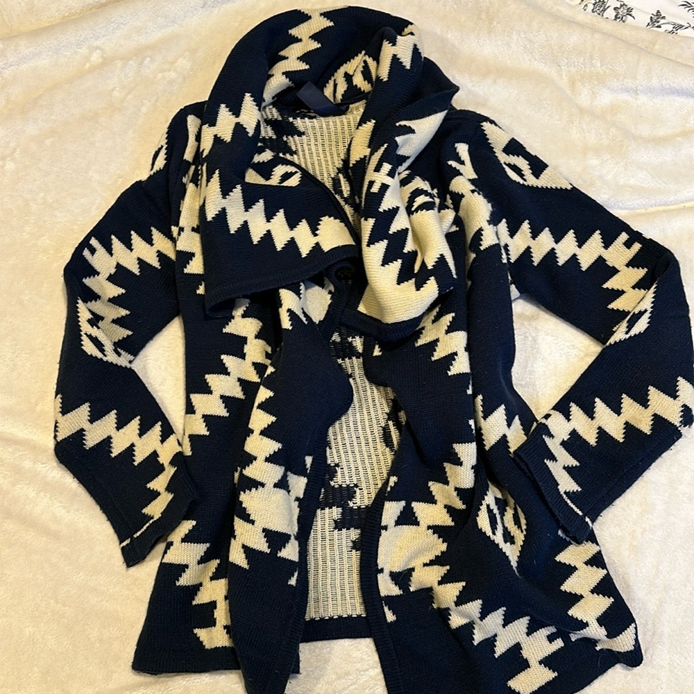 Blue and off-white sweater